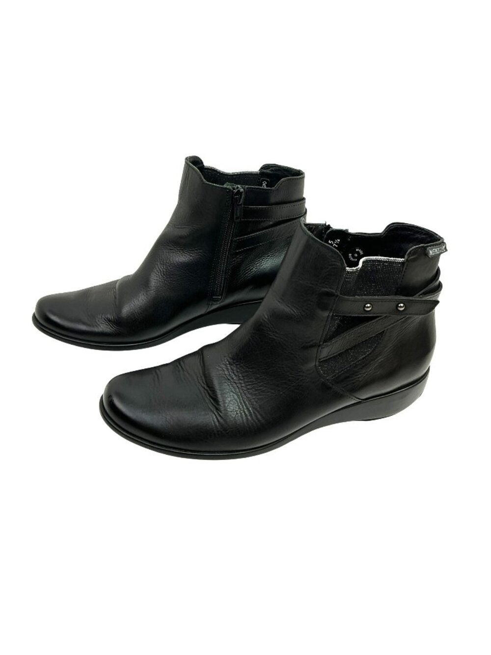 Mephisto Stella Soft Leather Wedge Air-Jet Zip Ankle Boots Womens 7.5 Black